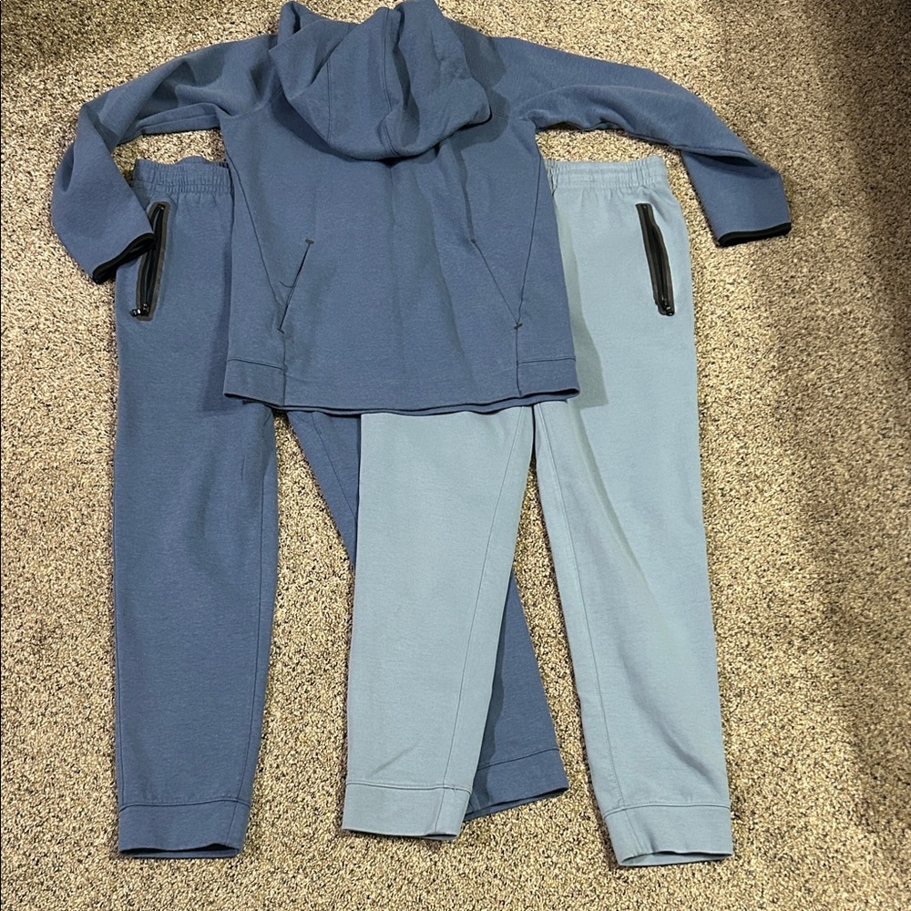 Blue and Gray Hoodie and Jogger Set